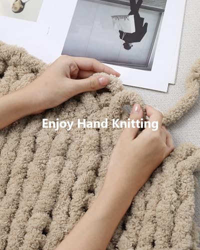 Cozyful Chunky Yarn for Hand Knitting, #9 Thick Jumbo Big Chunky Yarn for Crocheting, Super Chunky Knit Blanket Yarns, Large Chunky Chenille Yarns, 8 Pack (30 yds 8 oz Each Skein), Khaki - color: Khaki