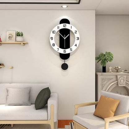 Modern Wall Clock Battery Operated Large Clocks for Living Room | Home Decor Non Ticking Silent Classic Decorative Clocks Pendulum for Bedroom,Office,Kitchen,Dining Room,Bathroom, 12.6x24.4in - size: 12.6*24 inch