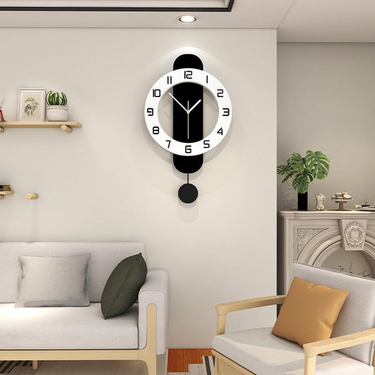 Modern Wall Clock Battery Operated Large Clocks for Living Room | Home Decor Non Ticking Silent Classic Decorative Clocks Pendulum for Bedroom,Office,Kitchen,Dining Room,Bathroom, 12.6x24.4in - size: 12.6*24 inch