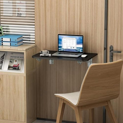 Wall Mounted Folding Table,Black Floating Desk for Small Spaces,Stainless Steel Bracket Laundry Folding Table,Wall Folding Desk,Home Bars and Dining Establishments(80X50cm/31.5"×19.7") - color: Black, size: 31.5 x 19.7 inches