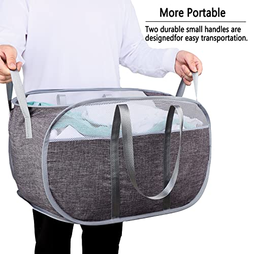 Pop Up Laundry Hamper，with Durable Handles collapsible laundry basket，Easy to Open and Fold for college Dorm,kids room，travel (Gray)… - color: Gray