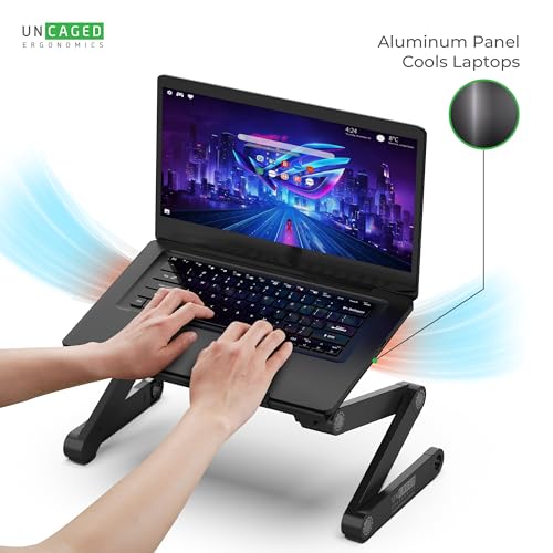 WorkEZ Adjustable Laptop Stand for Desk, Adjustable Height Laptop Stand, Ergonomic Foldable Portable PC Holder, Computer Riser, Home Office Supplies
