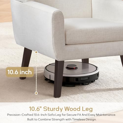 HUIMO Accent Chair for Living Room,Upholstered Button Linen Armchair Chair | Mid Century Modern Tufted Armchair with Fabric,Comfy Arm Chairs for Club Living Room Reading Bedroom,Waiting Room Beige - color: Beige