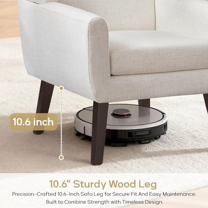 HUIMO Accent Chair for Living Room,Upholstered Button Linen Armchair Chair | Mid Century Modern Tufted Armchair with Fabric,Comfy Arm Chairs for Club Living Room Reading Bedroom,Waiting Room Beige - color: Beige