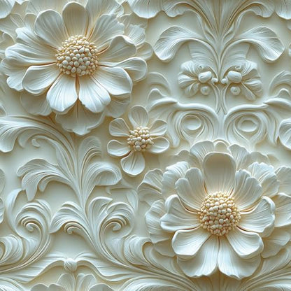 Livelynine Luxury Gold and White Floral 3D Wallpaper Peel and Stick Accent Wall Cover Self Adhesive Ceiling Wallpaper Beige Cream 3D Floral Contact Paper Decorative Wall Panels for Bathroom 17.5x78.8 - size: 17.5" x 78.8"