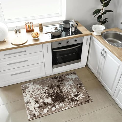 Keen Home Design Throw Rugs - 24"x36" Non-Shedding, Thick Pile Abstract Rugs for Kitchen, Living Room, Bedroom, Dining Room, Entryway - Size: 2' x 3', Skies Beige - color: Skies Beige, size: 2' x 3' (Rectangular)