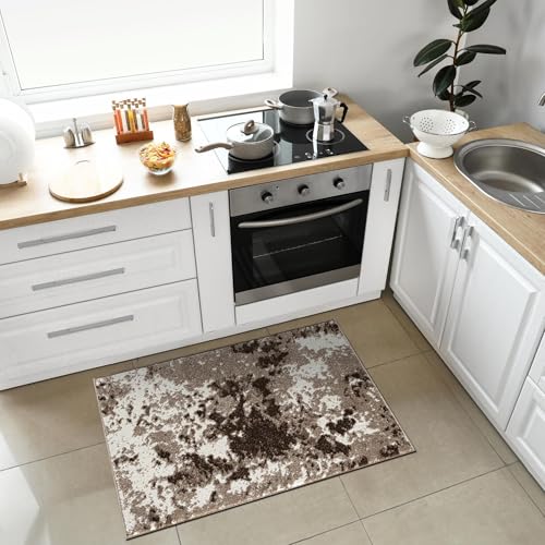 Keen Home Design Throw Rugs - 24"x36" Non-Shedding, Thick Pile Abstract Rugs for Kitchen, Living Room, Bedroom, Dining Room, Entryway - Size: 2' x 3', Skies Beige - color: Skies Beige, size: 2' x 3' (Rectangular)