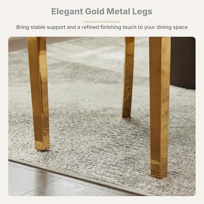 Upholstered Dining Chairs Set of 2, High Back Side Chairs for Kitchen and Dining Room, Mid-Century Modern Chenille Seating with Gold Metal Legs, Grey - color: Grey, Gold Legs, size: Set of 2