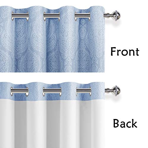 DWCN Ombre Blackout Curtains - Damask Thermal Insulated Light Blocking Grommet Curtains for Bedroom and Living Room, Set of 2 Gradient Medallion Curtain Panels, 52 x 54 Inch Length, Navy Blue - color: Navy Blue, size: 52"W x 54"L (Pack of 2)