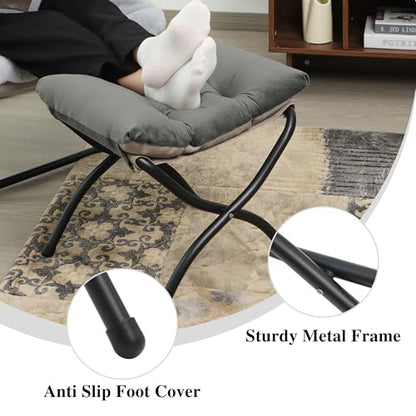 15"(H) Folding Ottoman, Set of 2, Foldable Footrest Stool, Small Foot Stool for Couch, Collapsible Foot Rest Ottoman for Sofa, Accent Padded Ottomans for Living Room, Bedroom, Dark Grey - color: Dark Grey 2pcs