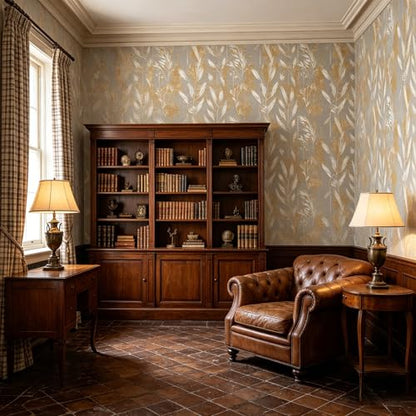 Modem Abstract Leaves Peel and Stick self Adhesive Wallpaper - 128''x32'' - color: X14, size: 128"x32"
