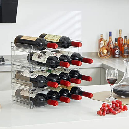 Lifewit Stackable Water Bottle Organizer for Cabinet, Plastic Bottle Holder Fits Bottles/Tumblers up to 3.8" Diameter for Pantry/Countertop, 4 Tier Holds 16 Bottles 41 x 20 x 34 cm/16 x 8 x 13.4 - size: 4 Tier-16 Bottle