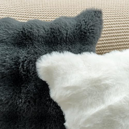 MIULEE 2 Pieces Decorative Cushion Covers Artificial Plush Cover Wave Decoration Living Room Cushions for Sofa Bedroom Grey 45 x 45 cm - size: 17.7" x 17.7" (Pack of 2)