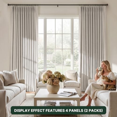 H.VERSAILTEX Pinch Pleated Full Blackout Curtains Diamond Textured Room Darkening Window Curtains 102 inch for Living Room Bedroom Black Out Pinch Pleat Drapes with Hooks 2 Panel, Natural - color: Natural, size: 40"W x 102"L (Pack of 2)