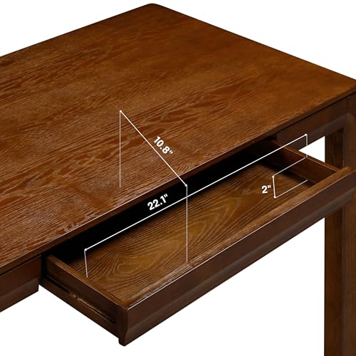Flow Modern Wooden Rectangle Desk Table with Hidden Drawer – Waterproof & Heat Resistant, Dark Walnut - color: Dark Walnut, size: 47 Inch, style: Desk