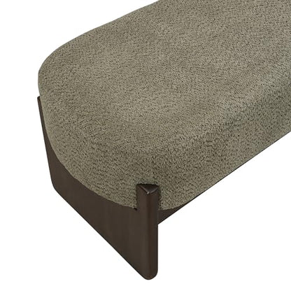 Christopher Knight Home Arden Minimalist Loop Yarn Fabric Dining Bench, Wooden Entryway Ottoman Bench, Modern Living Room Sofa Ottoman Footrest, Bedroom End of Bed Bench, Dark Green+Brown - color: Dark Green+brown