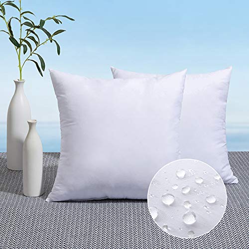 MIULEE Pack of 2 18x18 Inch Outdoor Pillow Inserts | Water-Resistant Decorative Premium Square Pillow Stuffer Sham for Porch Swing Couch Sofa Cushion Patio Furniture - size: 18x18 Inch