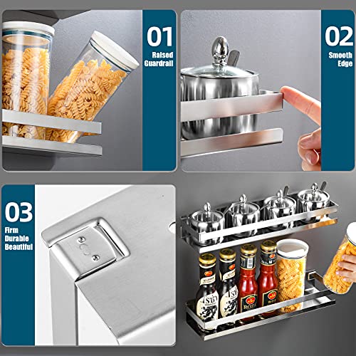 CONRUSER Wall Mounted Spice Rack, Stainless Steel Kitchen Organizer Shelves Hanging Storage Shelf Brushed Steel Seasoning Rack (30CM) - size: 30CM