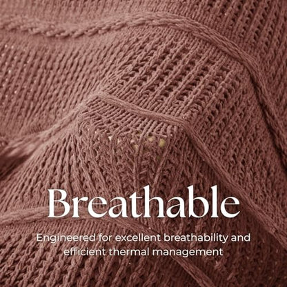 Boho Knitted Chenille Blanket with Tassels - Lightweight & Soft All-Season Throw - 3D Classic Pattern for Living Room Bedroom Couch, Clay Brown, Throw 50"x60" - color: Clay Brown, size: Throw