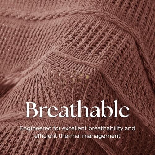 Boho Knitted Chenille Blanket with Tassels - Lightweight & Soft All-Season Throw - 3D Classic Pattern for Living Room Bedroom Couch, Clay Brown, King 90"x108" - color: Clay Brown, size: King