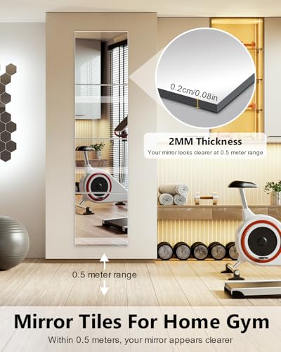 Full Length Wall Mirror Tiles, 12'' x 14'' x 4PCS, Acrylic Unbreakable Full Body Mirror for Bedroom Squares Shatterproof Mirror Sheets Wall Mounted for Home Gym Door - size: 12x14Inchx4Pack