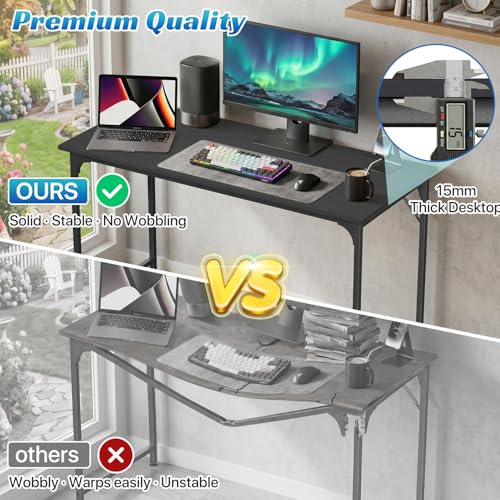 47 inch Computer Desk Gaming Desk Multi-Function Writing Table Student Art Modren Simple Style PC Wood and Metal Desk Workstation, Black - color: Black, size: 47 inch
