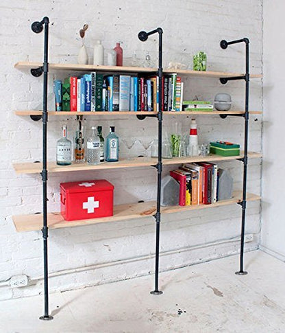 Industrial Retro Wall Mount Iron Pipe Shelf,DIY Open Bookshelf,Hung Bracket,Home Improvement Kitchen Shelves,Tool Utility Shelves, Office,Ceiling Mount Shelf - size: 12“Deep 3pcs