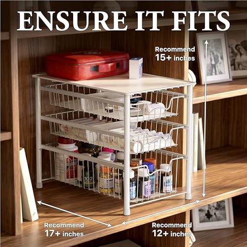 Simple Houseware Stackable 3 Tier Sliding Basket Organizer Drawer, White - color: White, size: 3-tier