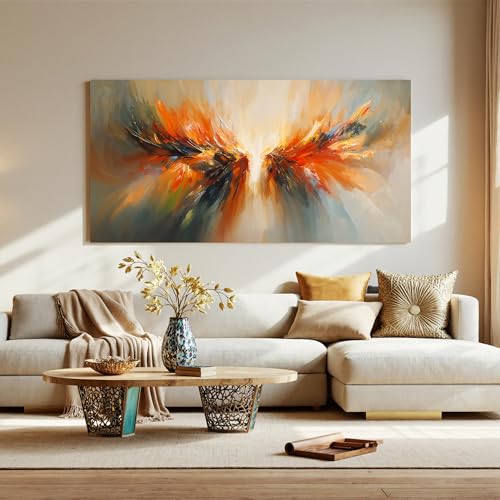 Modern Abstract Wall Art Painting Living Room Modern 24"X 48" Canvas Art Wall Decor White Wall Art Canvas Abstract Wings Aesthetic Wall Decor Prints Artwork Pictures For Kitchen Bedroom Artwork - color: LAI-11D, size: 48"L x 24"W