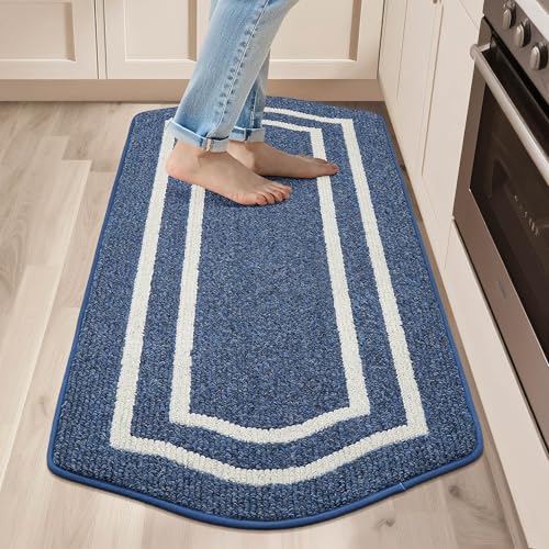 COSY HOMEER Long Kitchen Floor Mats and Rugs Non Slip Washable,24"x48" | Absorbent Kitchen Runner Rug,Stain Resistant Non Skid Standing Mat for Kitchen,Sink,Laundry,Polypropylene,Blue - color: Blue, size: 24"x 48 "