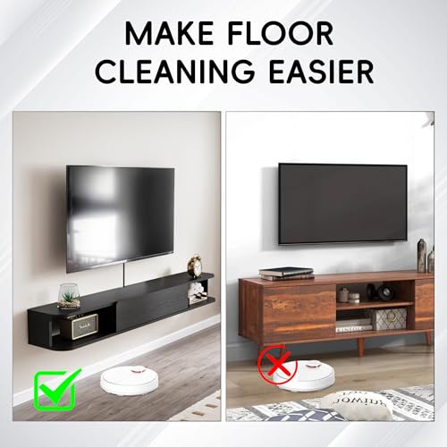 Pmnianhua Floating TV Stand with Drawer,74'' Wall-Mounted TV Cabinet,Floating TV Console,Under TV Entertainment Shelf with Storage for Bedroom Living Room(Black)