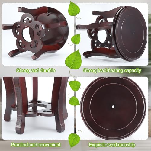Colingmill 11 Inch Wooden Oriental Plant Stand Chinese Vase Pot Display Stand Round Asian Style Wood Tall Planter Display Fishbowl Fish Tank Traditional Base for Home Indoor Outdoor Decoration