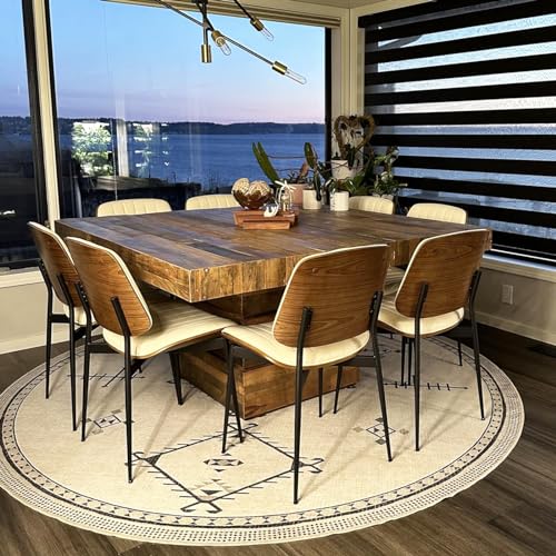 LUNLING Dining Chairs Set of 4 Mid Century Modern Retro Faux Leather Chairs with Walnut Bentwood Upholstered Seat Metal Legs Chair,Adjustable Foot for Kitchen Dining Room Chairs(Beige) - color: Beige, size: Set of 4