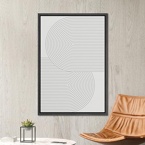 SIGNWIN Framed Canvas Print Wall Art White Vintage Geometric Spirals Abstract Shapes Illustrations Modern Art Decorative Colorful for Living Room, Bedroom, Office - 16"x24" Black - color: A10-2204-m60, size: 24"L x 16"W