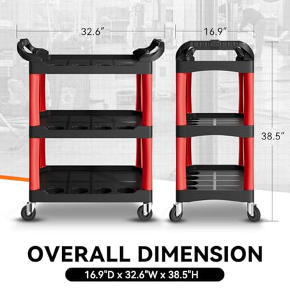 Auto Dynasty 3-Tier Rolling Cart with Cup Holders, 120kg Capacity, Black | 120 Kg/260 Lbs Capacity, 3-Tier Storage w/Cup Holders, Rolling Wheels for Easy Mobility, for Home/Garage/Warehouse/Workshop - style: with Cup Holders