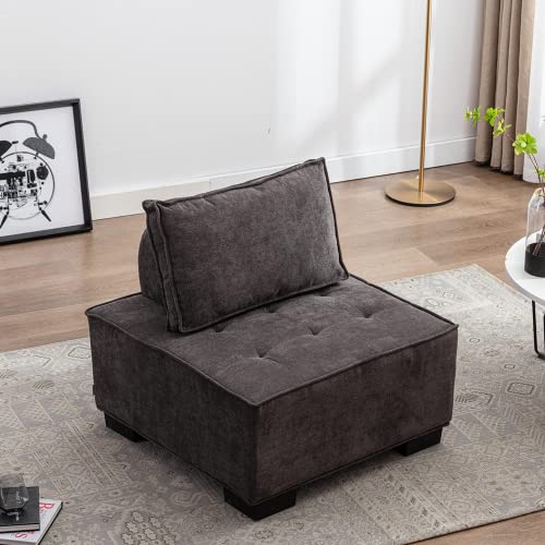 30.41" Modern Sectional Sofa Couch Square Modular Floor Single Sofa Chair with Two Removable Back Cushions Small Floor Tofu Couch for Bedroom, Living Room Grey