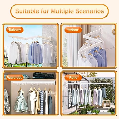 ZdwCyl Clothes Drying Rack,Laundry Space Saver Wall Mounted,Retractable,Collapsible(Tri-Fold), White Color Rack Clothing - color: White-basic