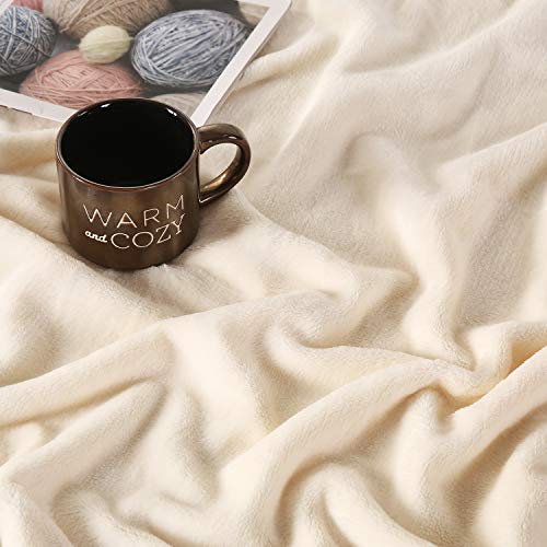 TASTHROW Large Flannel Fleece Throw Blanket, 50×70 Inch | Cozy Lightweight Thick Blanket - All Seasons Suitable for Women, Men and Kids (Two Pack, Creamwhite) - color: Creamwhite, size: Two Pack 50"x70"