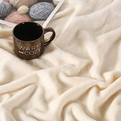 TASTHROW Large Flannel Fleece Throw Blanket, 50×70 Inch | Cozy Lightweight Thick Blanket - All Seasons Suitable for Women, Men and Kids (Two Pack, Creamwhite) - color: Creamwhite, size: Two Pack 50"x70"