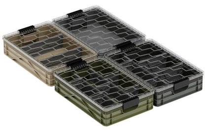 Quarter Crate 4-Pack Stackable Storage Bins, Camo | Polypropylene, 14 dividers included, 19.16x12.75x4.57 in, over 1000 lb stack, lids sold separately - color: Camo