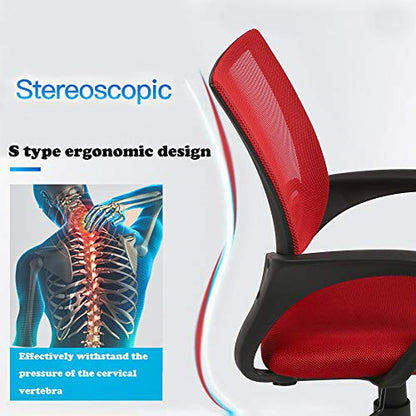 Office Chair Ergonomic Cheap Desk Chair Mesh Executive Computer Chair with Arms for Back Pain, Set of 2 - color: Red, size: 2 Pcs