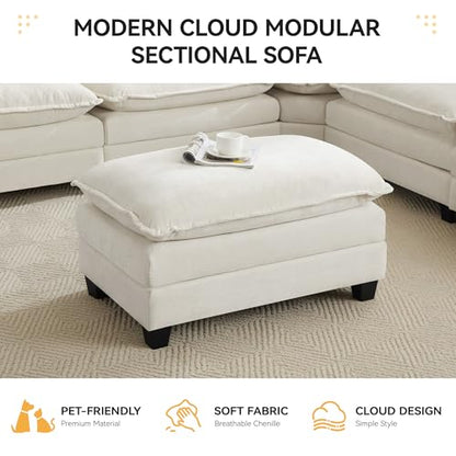 35‘’ Modern Chenille Cloud Sofa Ottoman,Rectangle Ottoman for Modular Sectional Sofa, Beige - color: Beige, size: 35'' Ottoman