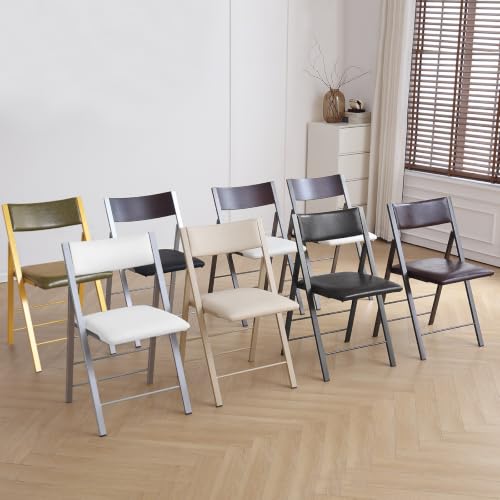 Folding Chairs 2 Pack, 450Lbs Heavy Duty Foldable Dining Chair,Bright White | 1.37" Folded, Waterproof Rustproof Indoor Outdoor Padded Folding Chairs for Dining Room, Conference Rooms, Weddings, Events - color: Bright White