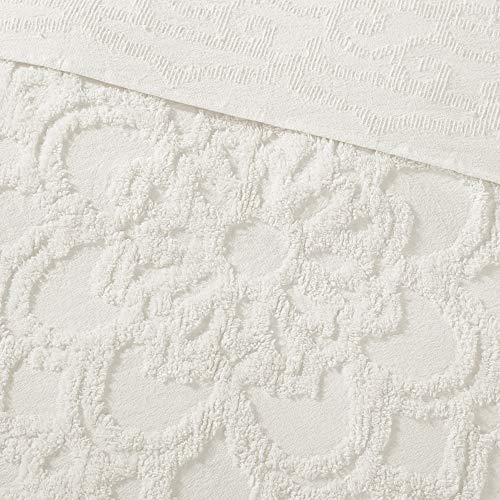 Madison Park Laetitia Lightweight 100% Cotton Quilt Set, Breathable Chenille Tufted, Shabby Chic Boho Medallion Design, Sham, Floral Ivory w/ Tassels, Full/Queen (90 in x 90 in) 3 Piece | Lightweight Bedding Set, Shabby Chic, Boho, Medallion, Floral, Mach