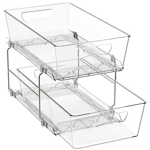 Simple Houseware 2 Tier Basket Drawer Cabinet Pull-Out Organizer, Clear - size: 1-Pack