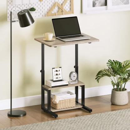 HOOBRO C Shaped End Table, 3-Tier Adjustable Height End Table | Couch Sofa Table, 20.5" Large Surface Side Table with Storage Shelves, Laptop Desk, Small Spaces, Living Room, Home Office