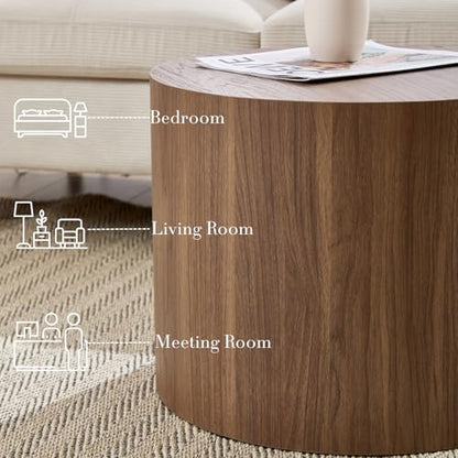 Ya-Home Round Coffee Tables Side Table Set of 2, Wood Nesting End Table for Living Room Balcony Office, Walnut Wooden Color, No Assembling - color: Walnut