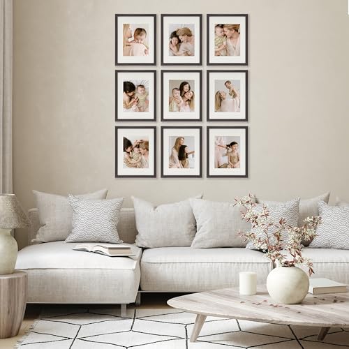 Sheffield Home 9 Piece Gallery Wall Frame Set, 11x14 Inch, Dark Oak - color: Dark Oak, size: 11x14 Inch