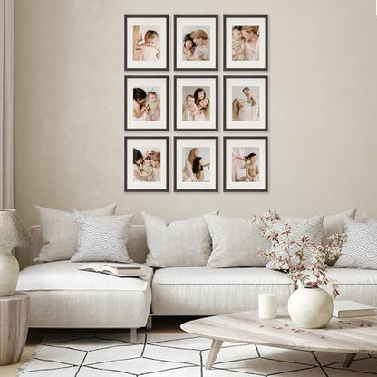 Sheffield Home 9 Piece Gallery Wall Frame Set, 11x14 Inch, Dark Oak - color: Dark Oak, size: 11x14 Inch