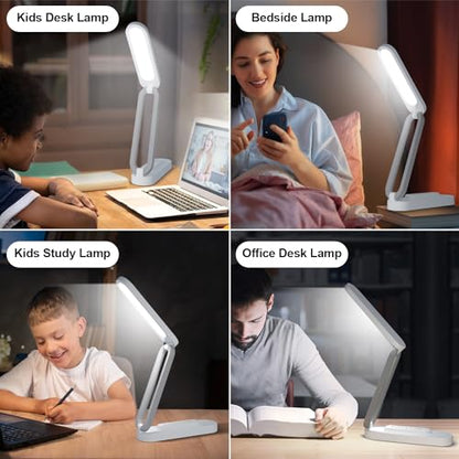Giryuhd LED Desk Lamp for Office Home & Battery Operated Lamp Rechargeable Lamp Foldable & Portable Light, LED Desk Light Strip, 3 Brightness Dimmable Small Desk Lamp Wireless Reading Lamp(2PACK) - color: White(2PACK)